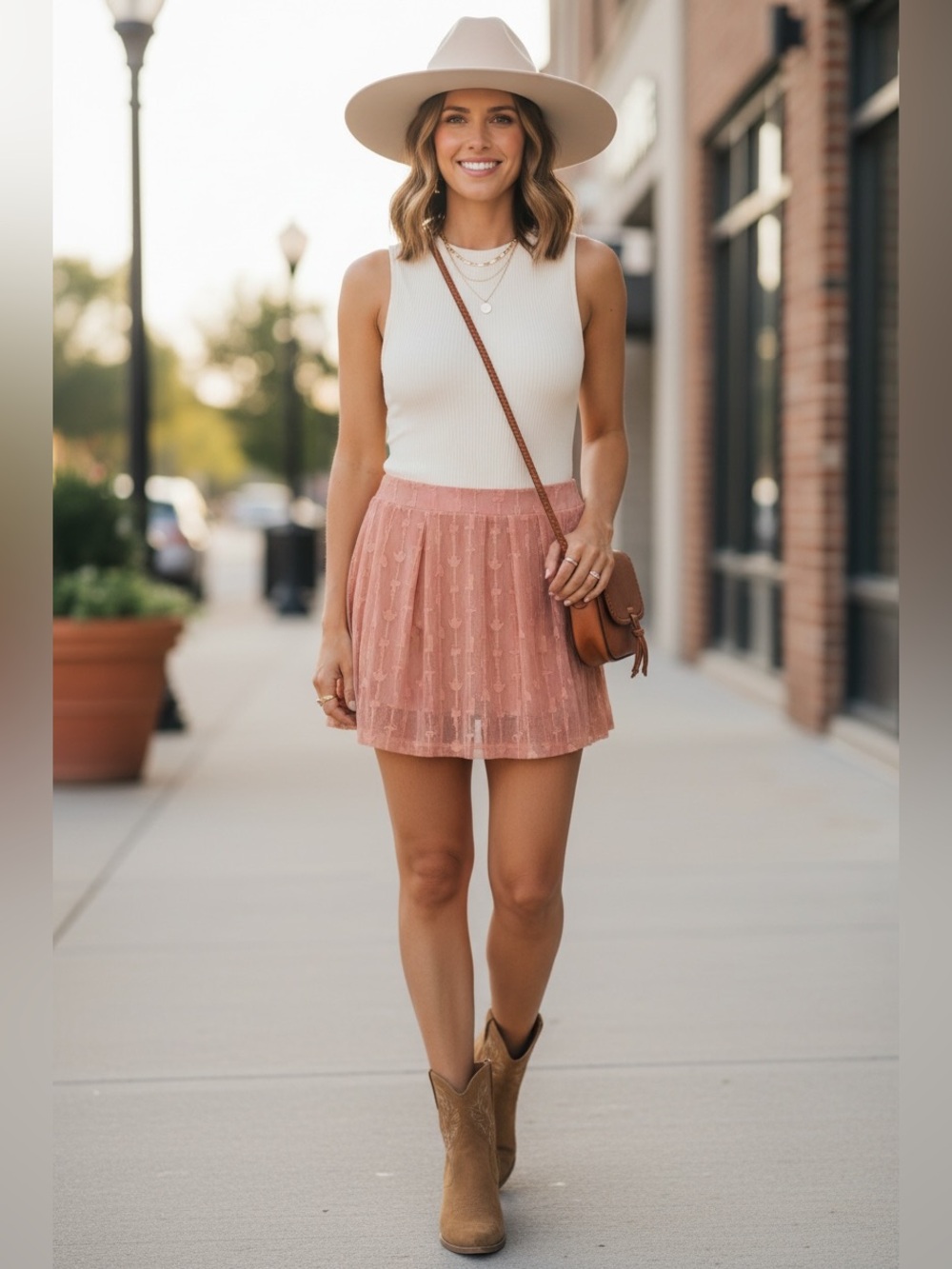 2Fly Co NWT Pink Western Cowboy Lace Skort Size L